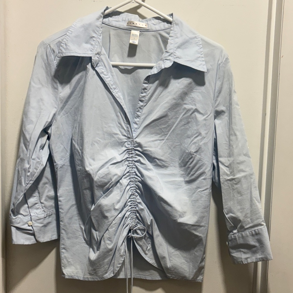 Old Navy Light Blue Ruched Blouse